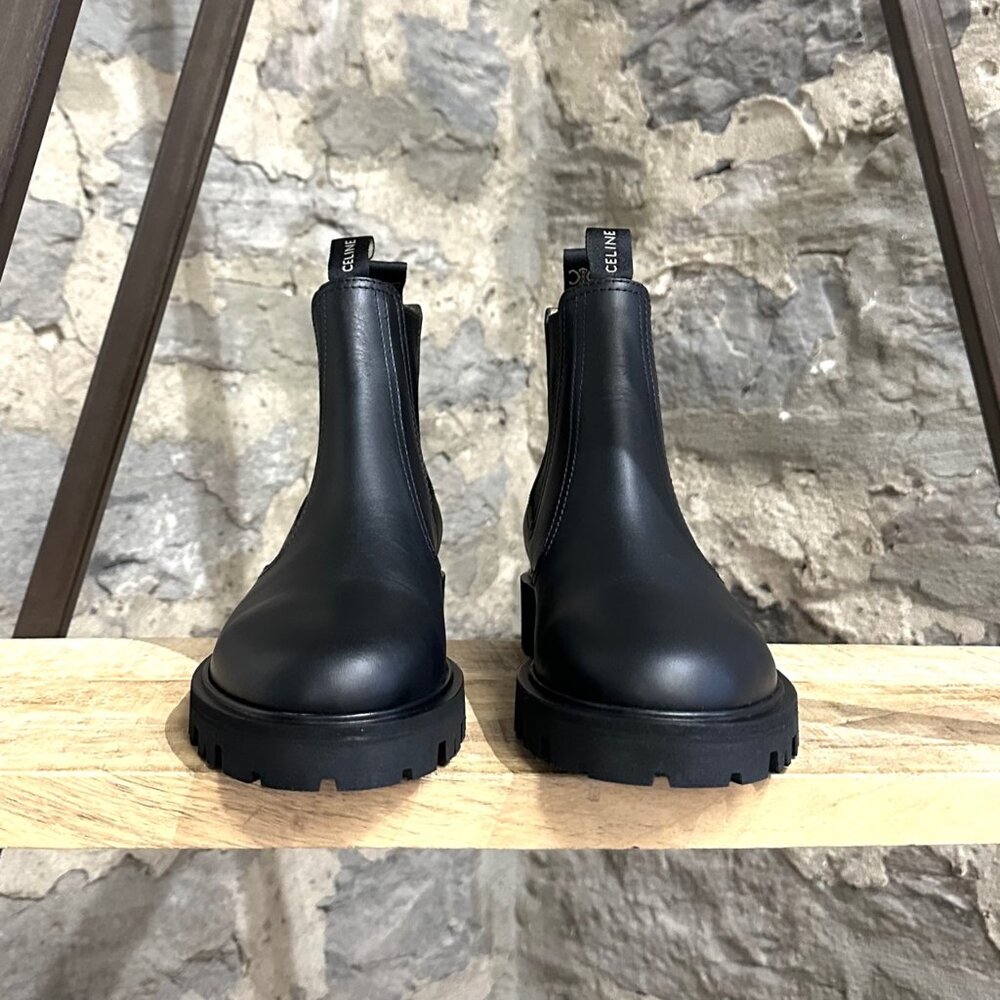 Celine Black Leather Margaret Lug Chelsea Boots - Picture 3 of 13